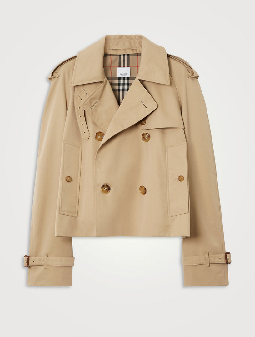 Cotton Gabardine Cropped Trench Coat