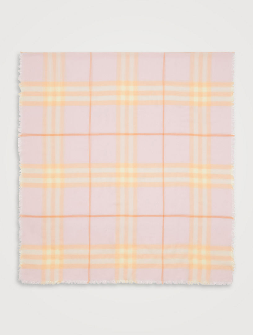 Wide Check Wool Scarf