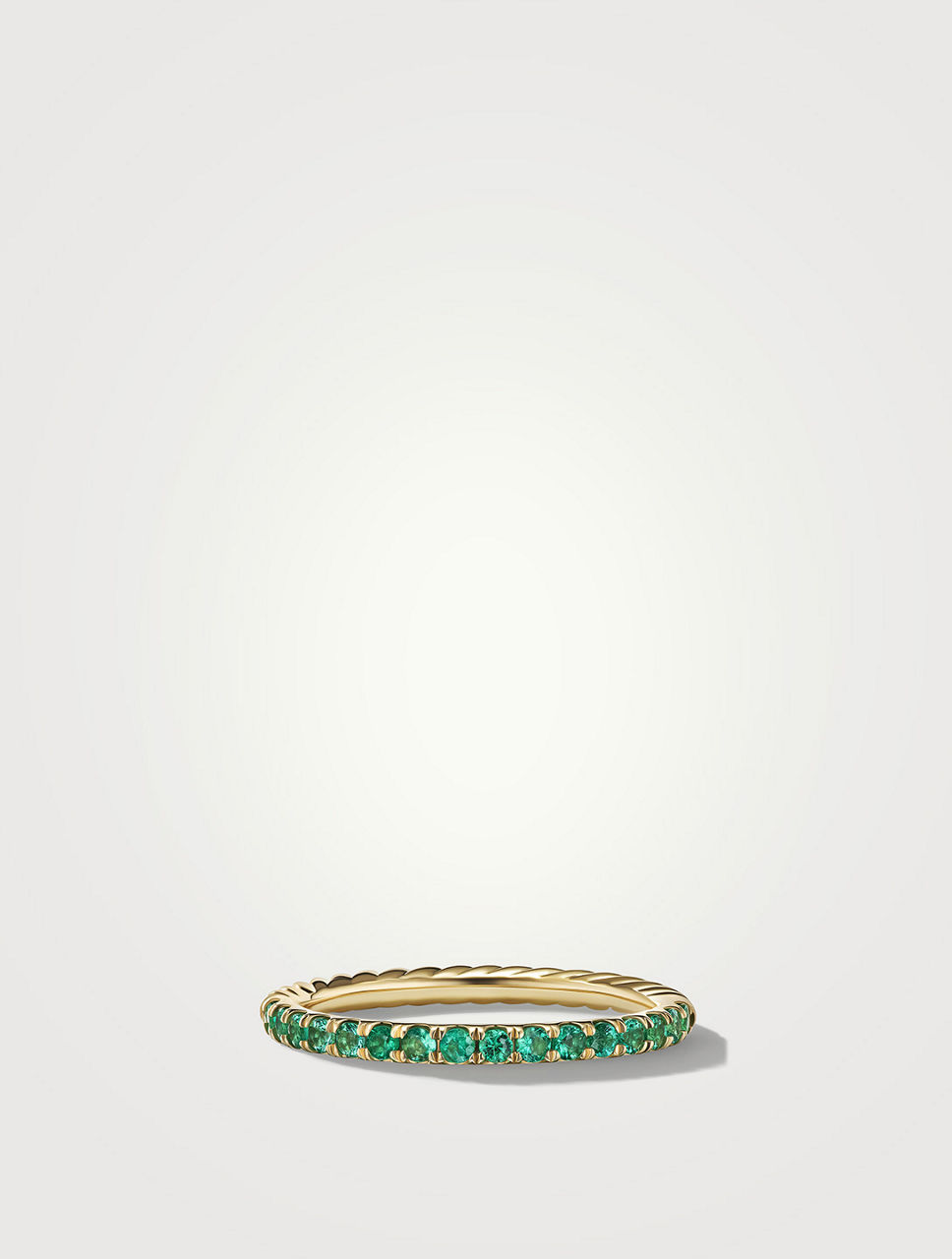 Cable Collectibles® Stack Ring 18k Yellow Gold With Pavé Emeralds