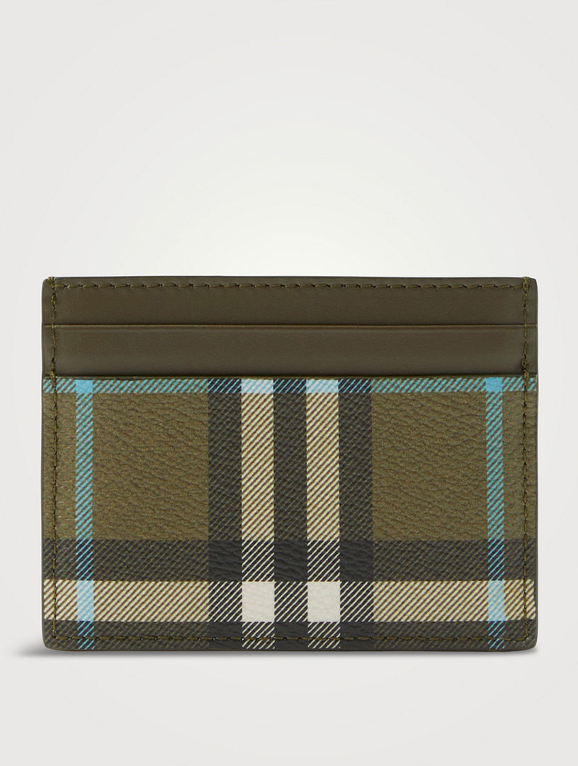 Shop Burberry Check and Leather Card Case Charcoal by CHARIOTLONDON