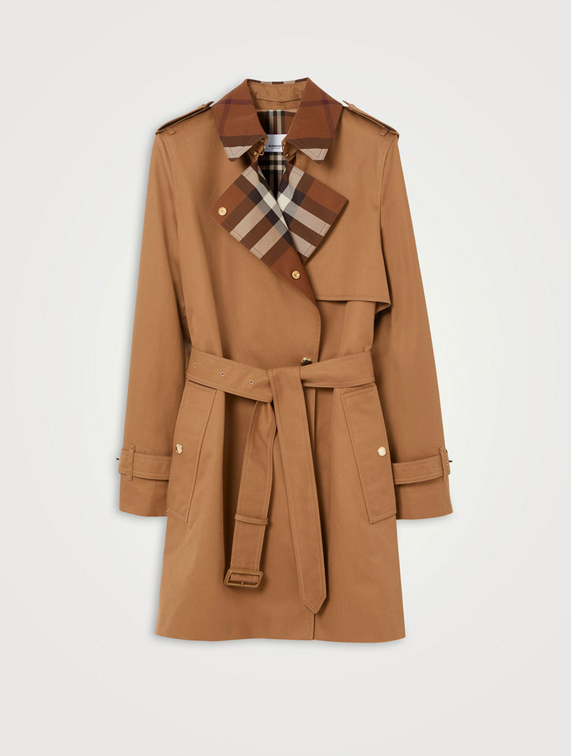 BURBERRY Check Panel Cotton Gabardine Trench Coat | Holt Renfrew