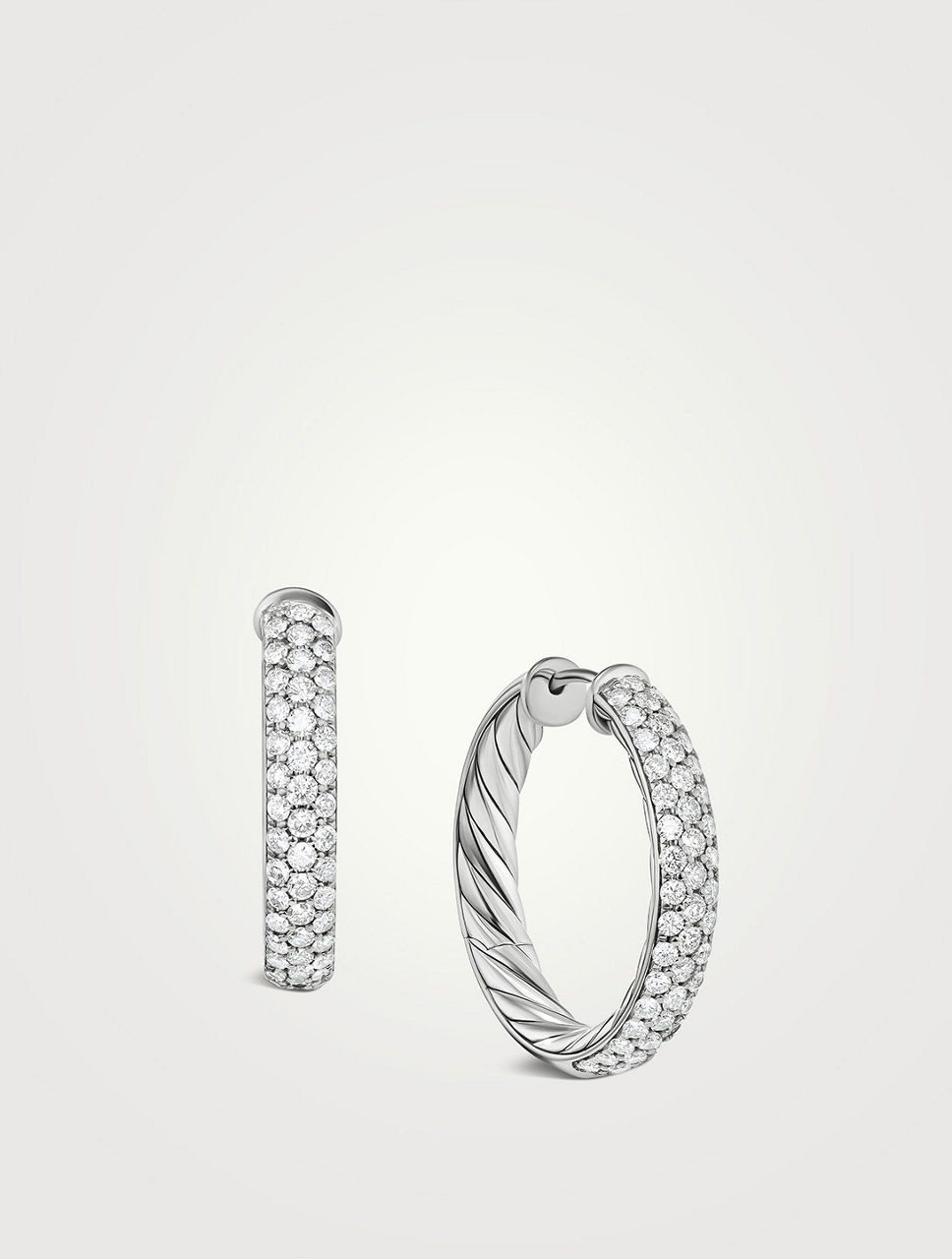 Dy Mercer™ Hoop Earrings In Sterling Silver With Pavé Diamonds