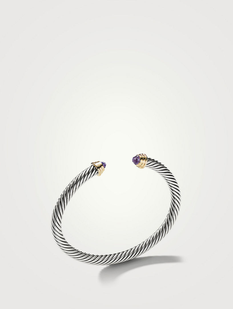 Cable Kids® Bracelet Sterling Silver With Amethyst And 14k Yellow Gold