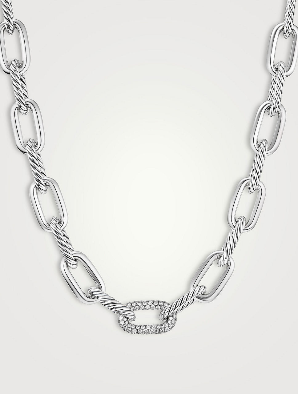 Dy Madison® Chain Necklace In Sterling Silver With Diamonds, 11mm