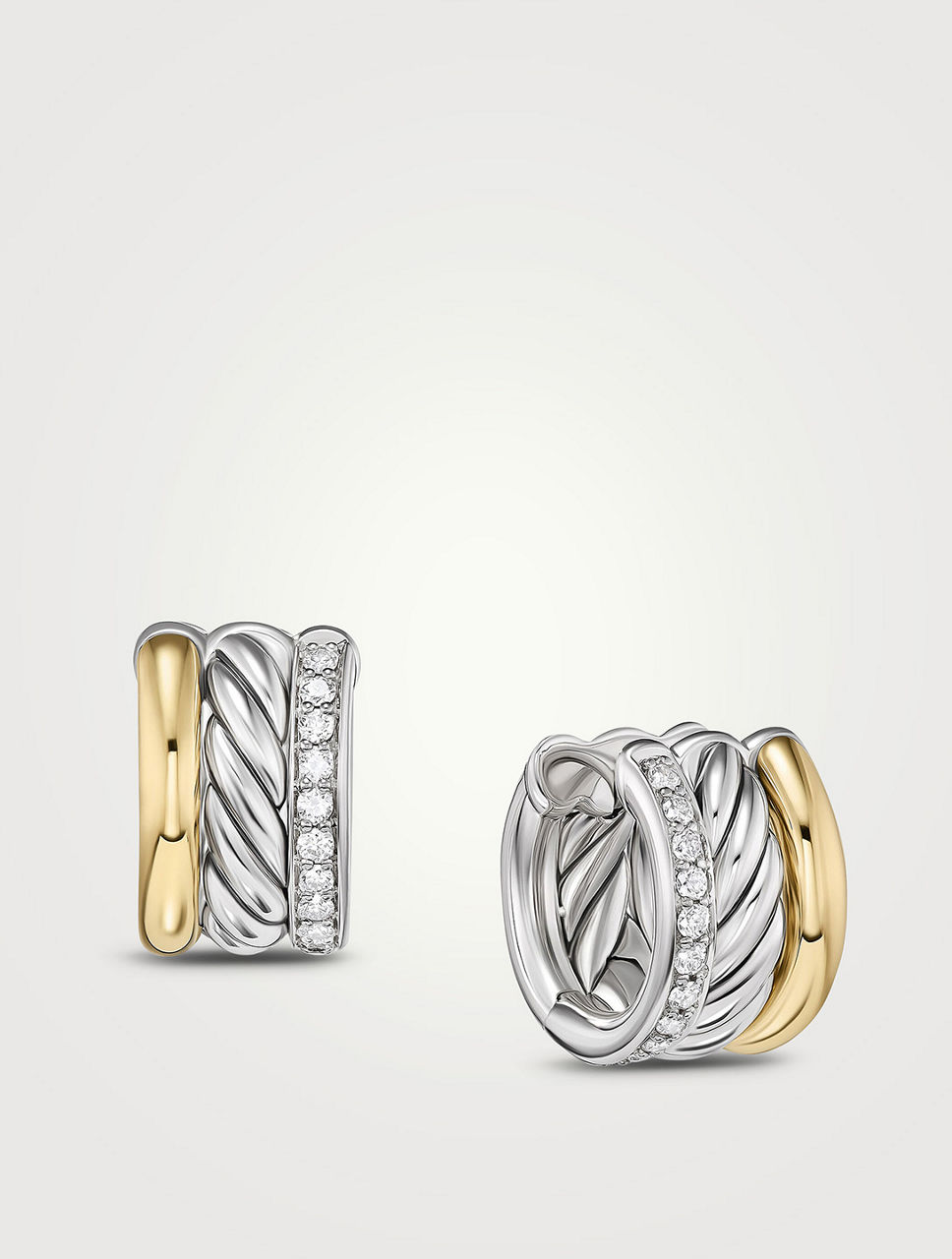 Dy Mercer™ Huggie Hoop Earrings In Sterling Silver With 18k Yellow Gold And Pavé Diamonds