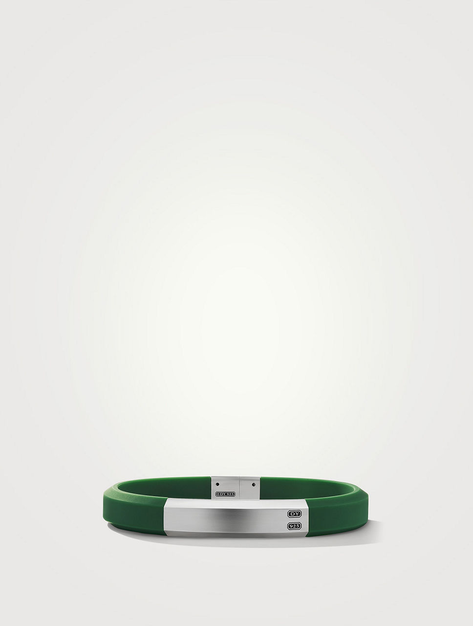 Streamline® Id Bracelet  With Green Rubber And Sterling Silver, 10mm