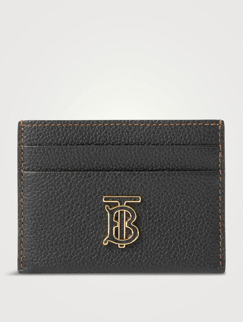 Grainy Leather TB Compact Wallet in Black - Women