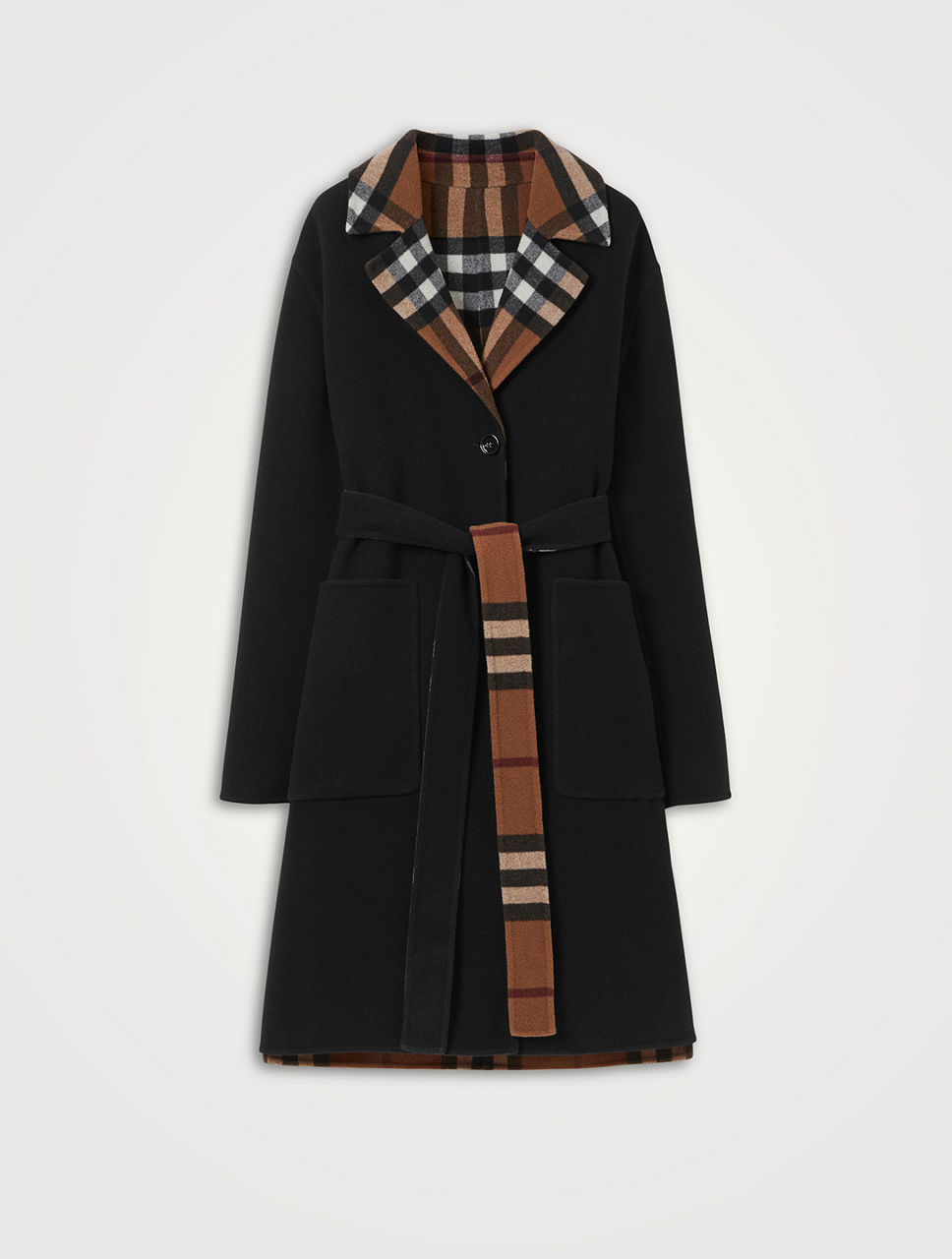 Elegant Black Long Wool Coat Women 3148