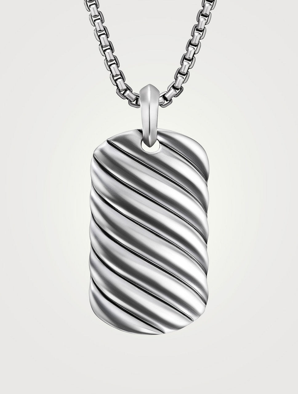 Sculpted Cable Tag In Sterling Silver