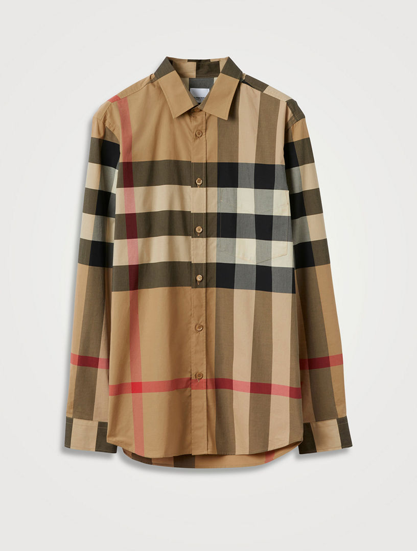 Check Stretch Cotton Poplin Shirt