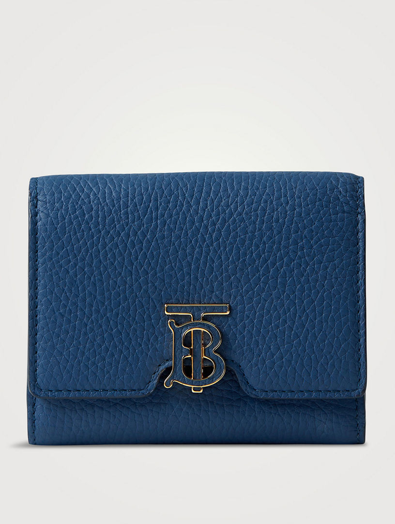 Grainy Leather TB Card Case in Rich Navy - Women