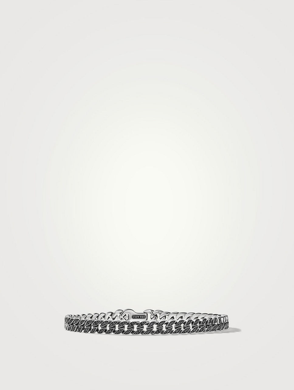 Curb Chain Bracelet Sterling Silver With Black Diamonds, 6mm