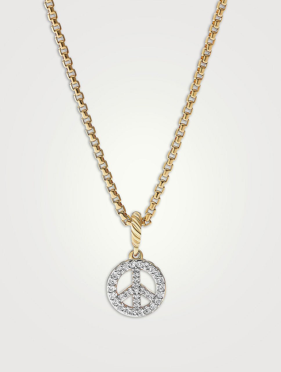 Peace Sign Amulet In 18k Yellow Gold With Pavé Diamonds