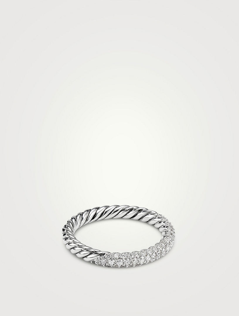 Petite Pav Stack Ring In Sterling Silver With Diamonds