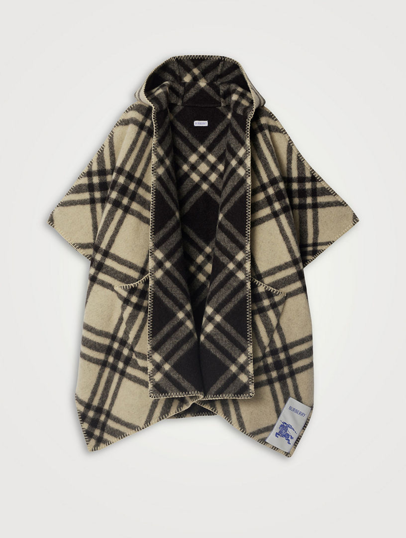 【関税&送料込】Burberry Hemsby Checked Wool Reversible Cape BURBERRY Reversible Check Wool Cape | Holt Renfrew