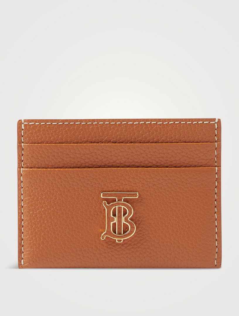 Grainy Leather TB Card Case in Black - Men