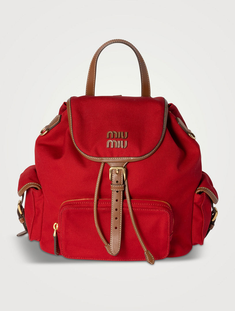 MIU MIU Canvas And Leather Backpack | Holt Renfrew