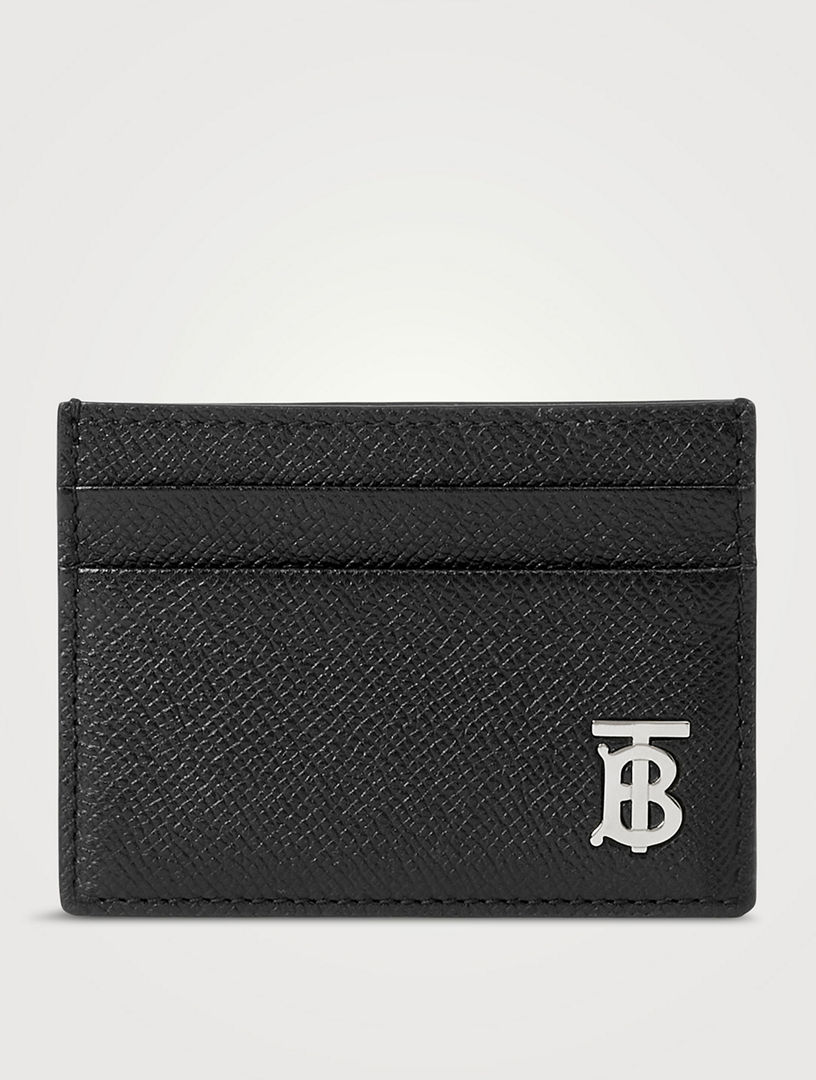 Grainy Leather TB Card Case in Black - Men