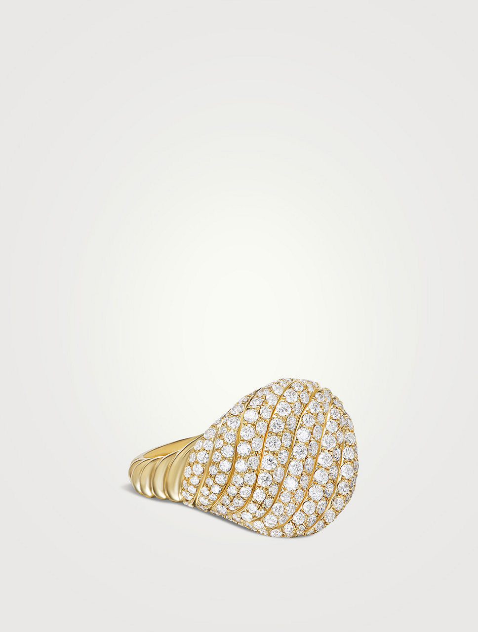 Sculpted Cable Pinky Ring In 18k Gold With Pavé Diamonds