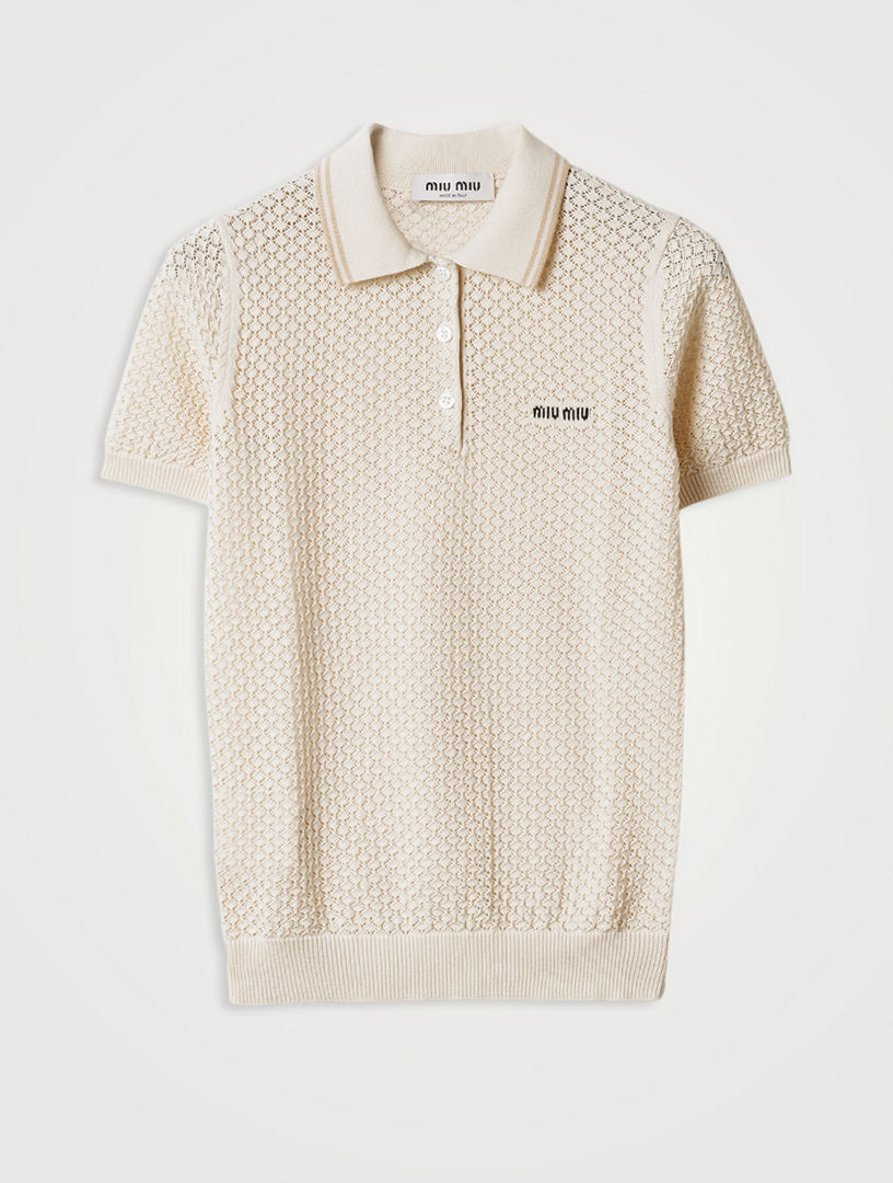 | Shirt Polo Poplin And Piqué Navy shirt polo miumiu トップス Miu Japan - Miu トップス