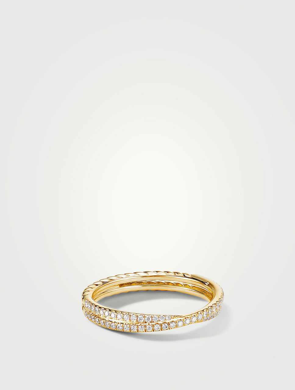 Dy Crossover® Micro Pavé Band Ring In 18k Yellow Gold With Diamonds