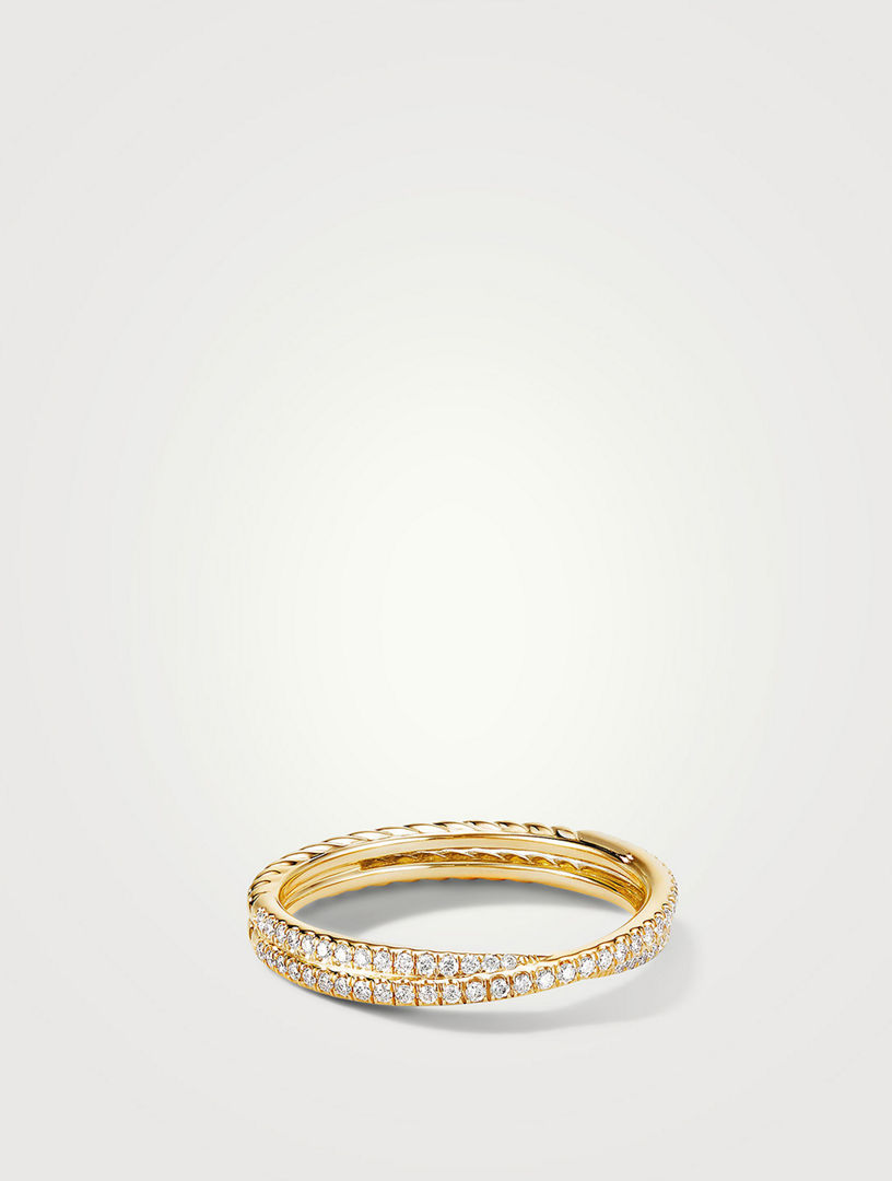 Dy Crossover® Micro Pavé Band Ring 18k Yellow Gold With Diamonds