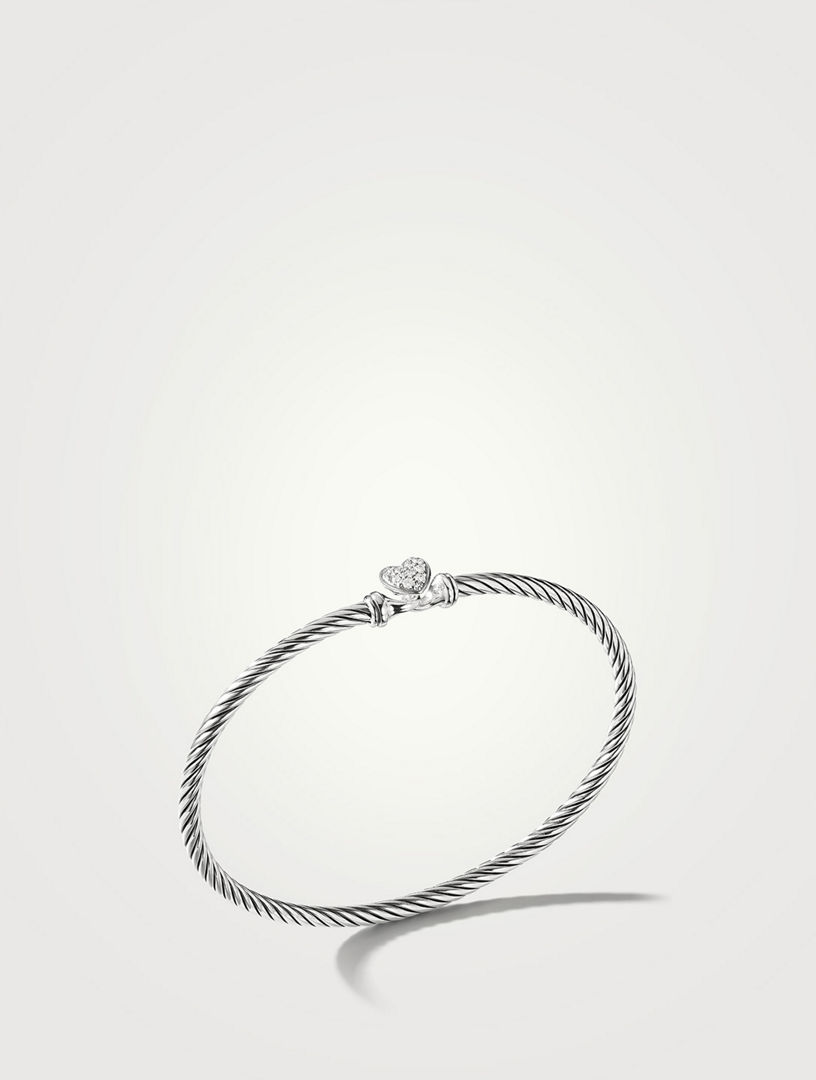 David Yurman Cable Collectibles Heart Bracelet with Diamonds - No Size