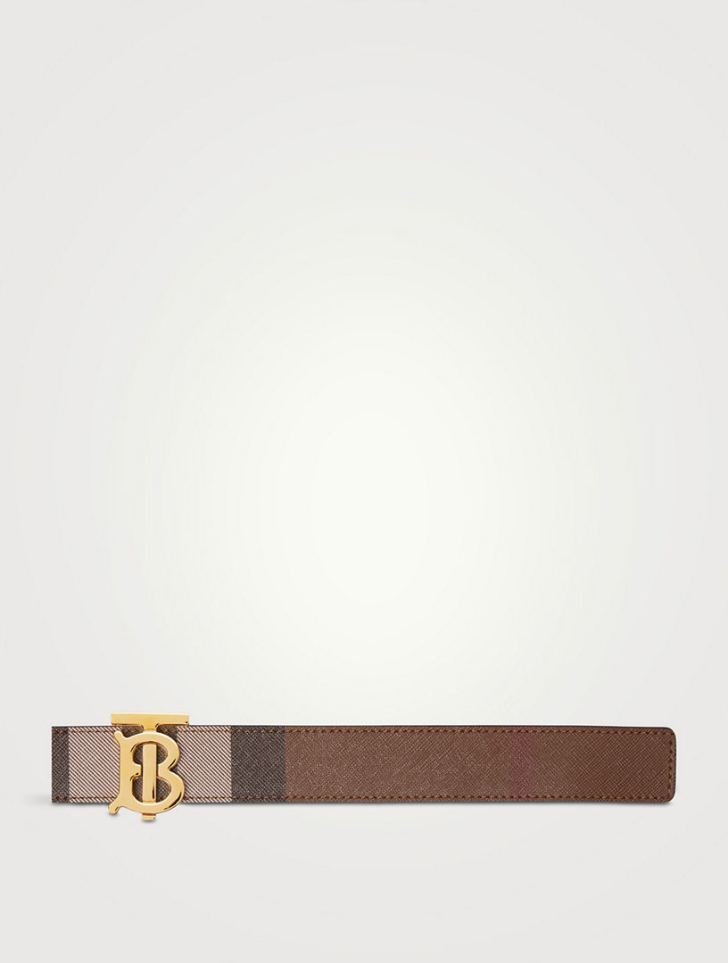 Check And Leather Reversible Tb Belt
