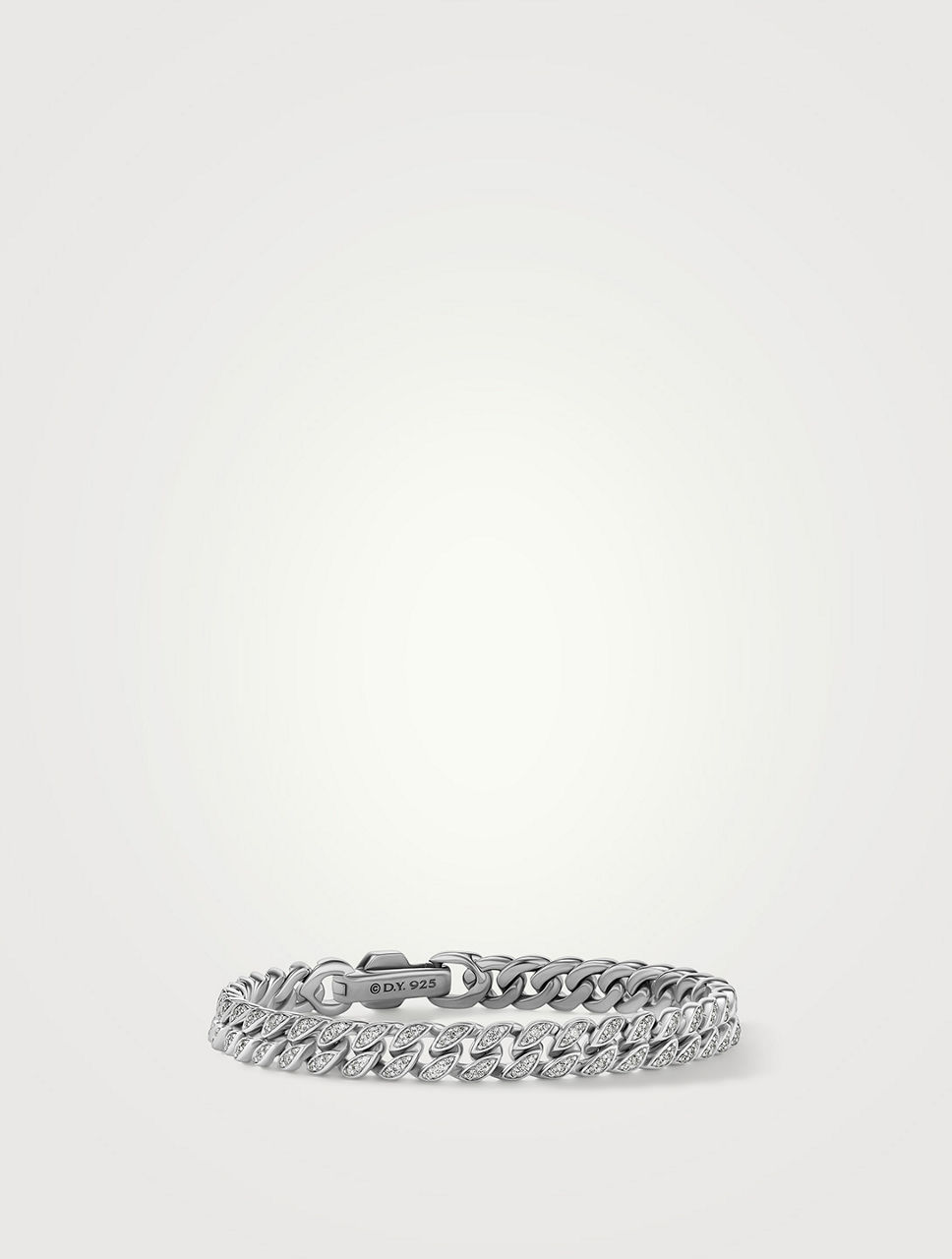 Curb Chain Bracelet Sterling Silver With Pavé Diamonds