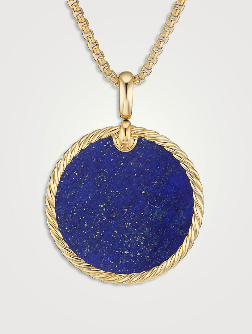 Dy Elements® Disc Pendant In 18k Yellow Gold With Lapis