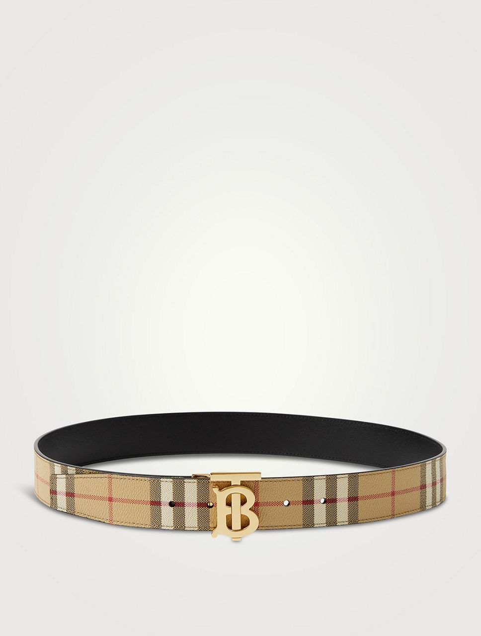 Reversible London Check and Leather Belt in Navy/blue - Men