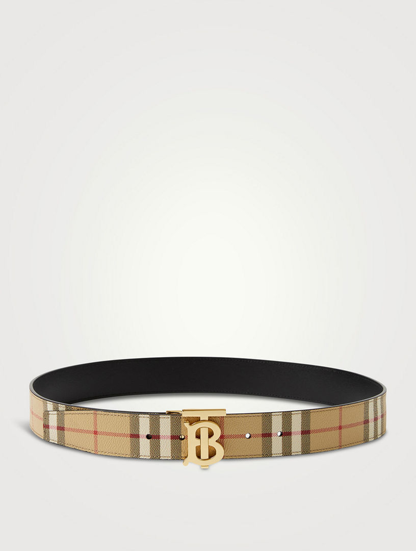 BURBERRY Check And Leather Reversible Tb Belt | Holt Renfrew