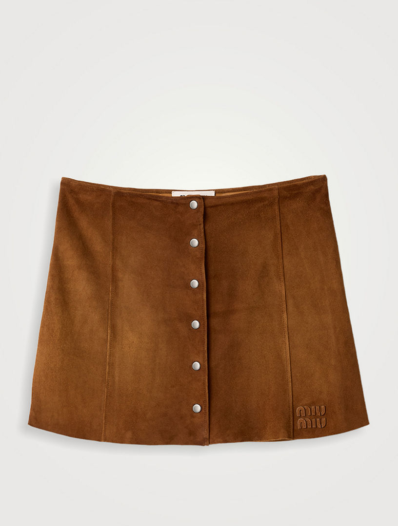 MIU MIU Waxed Suede Miniskirt | Holt Renfrew
