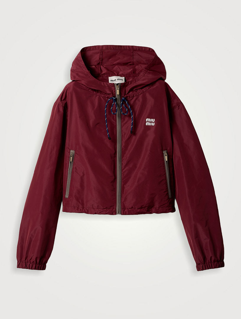 ジャケット・アウター miumiu ArchiveTwo-tone nylon jacket 38 MIU MIU (ミュウミュウ) 総柄プリント フルジップ ダウンジャケット