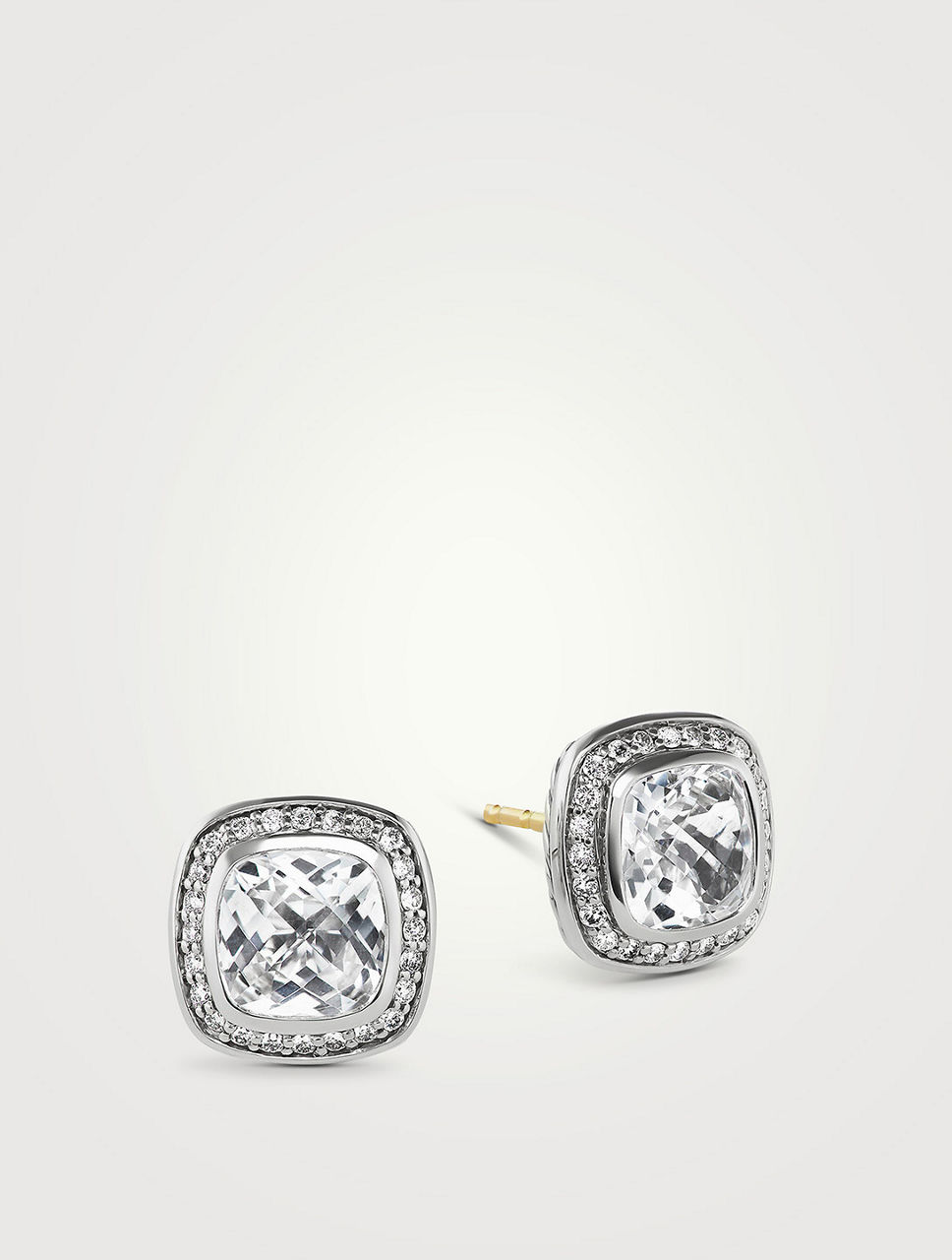 Albion® Stud Earrings In Sterling Silver With White Topaz And Pavé Diamonds