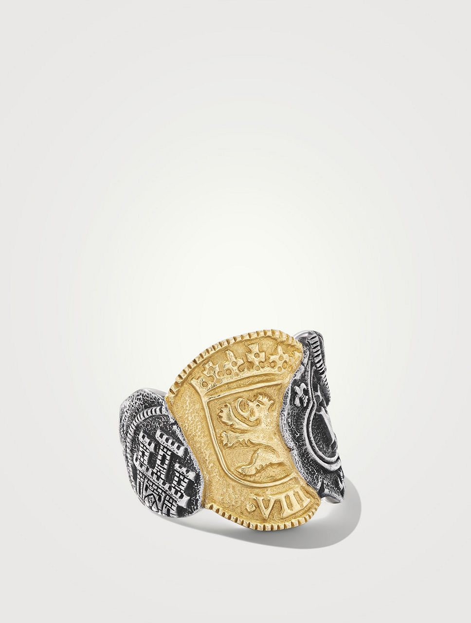 Shipwreck Cigar Band Ring Sterling Silver With 18k Yellow Gold, 15mm