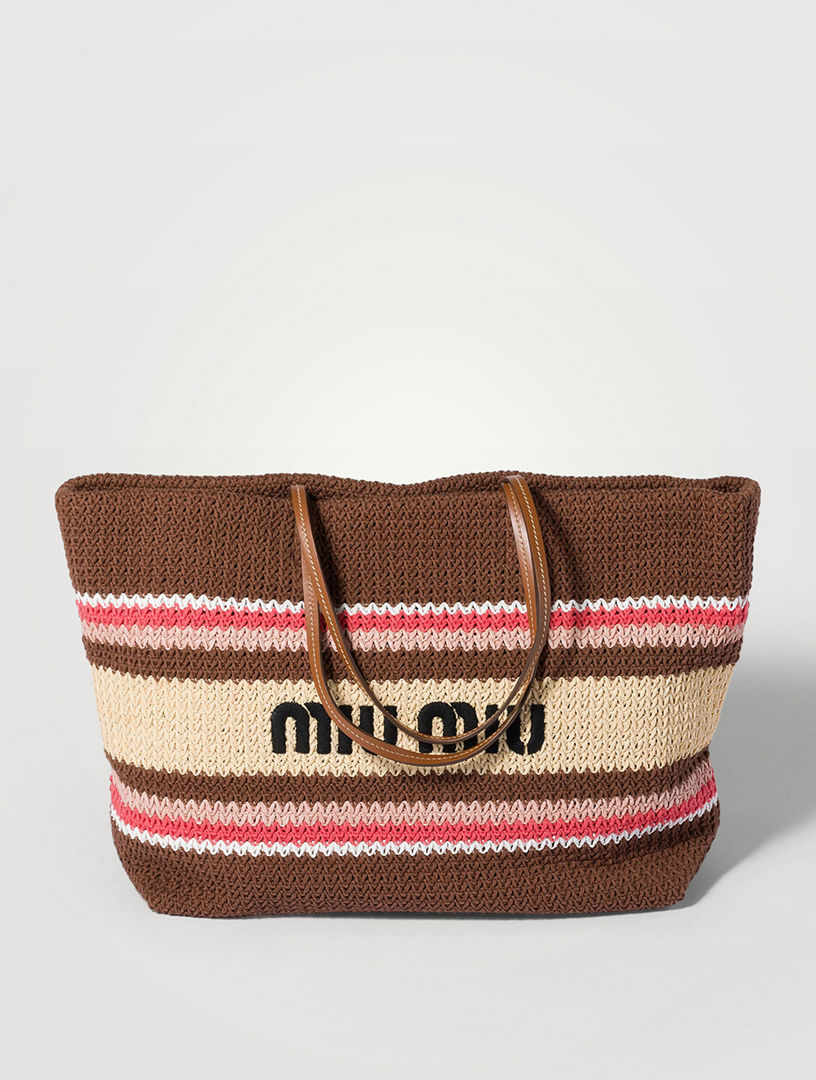 MIU MIU Raffia-effect Woven Tote Bag | Holt Renfrew