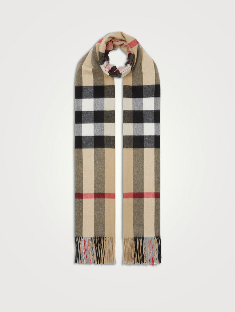 Burberry Men's Giant Check Cashmere Scarf In Birch Brown