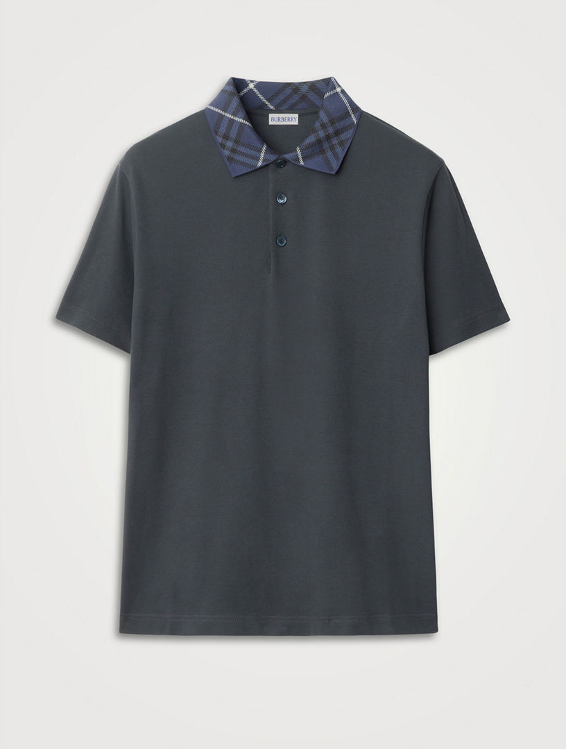 BURBERRY Check Collar Cotton Polo Shirt Holt Renfrew