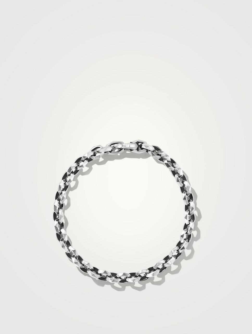 Torqued Faceted Chain Link Bracelet Sterling Silver