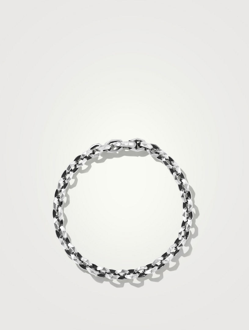 Torqued Faceted Chain Link Bracelet Sterling Silver