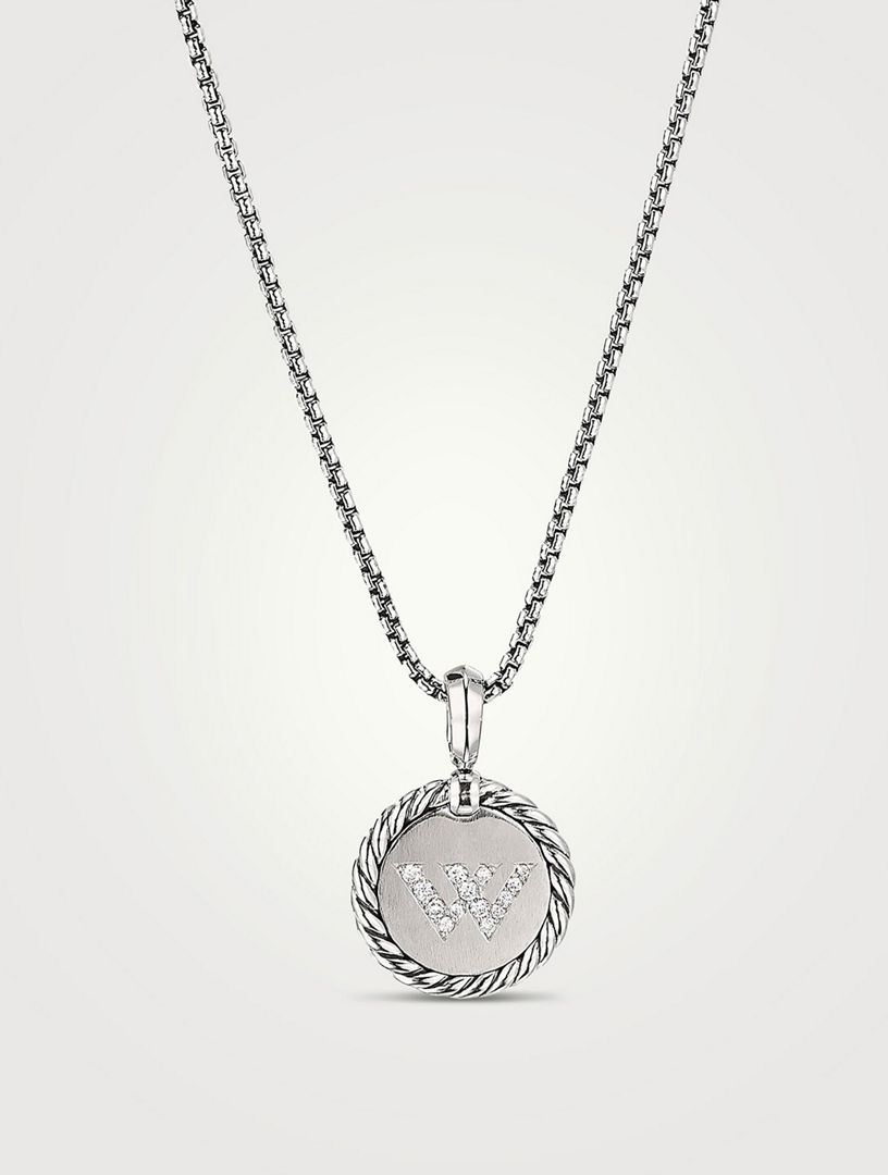 DAVID YURMAN W Initial Charm In Sterling Silver With Pavé Diamonds