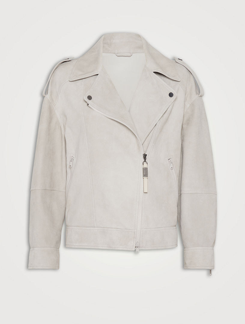 Brunello cucinelli leather outlet jacket