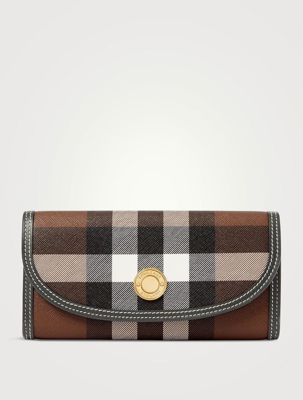 Burberry Check Leather Bifold Coin Wallet in Vine - Men