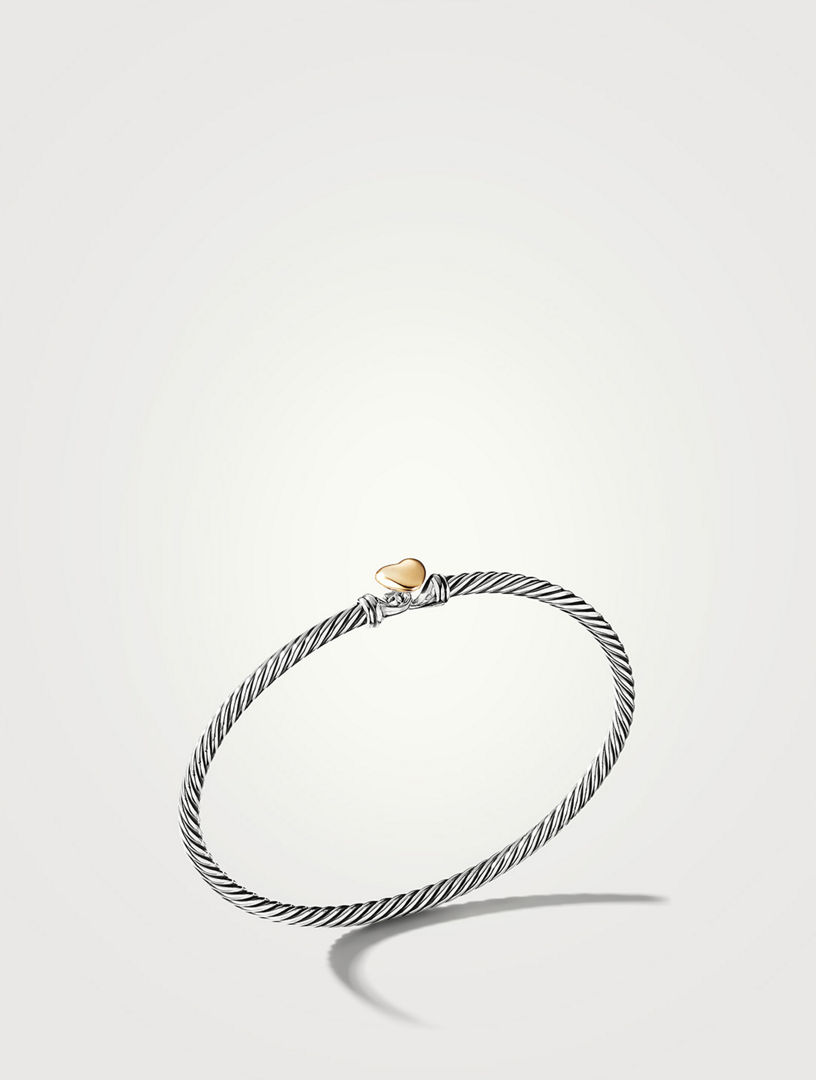 Cable Collectibles® Heart Bracelet In Sterling Silver With 18k Yellow Gold