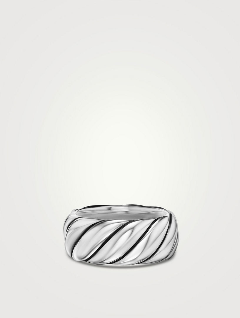 Sculpted Cable Band Ring Sterling Silver, 9mm