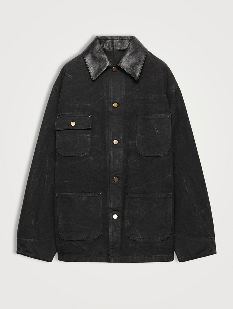 ジャケット・アウター PRADA, 13FW SAILOR COLLAR P COAT PRADA Canvas Work Jacket | Holt Renfrew