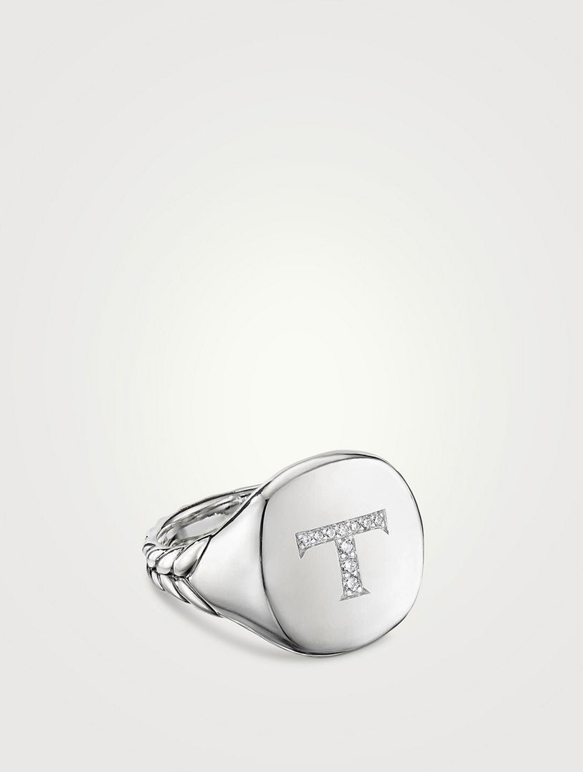 DAVID YURMAN Bague pour auriculaire avec initiale DY avec diamants