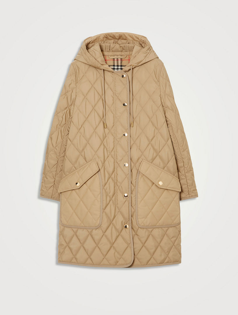 Burberry detachable hood cheap lightweight diamond quilted coat