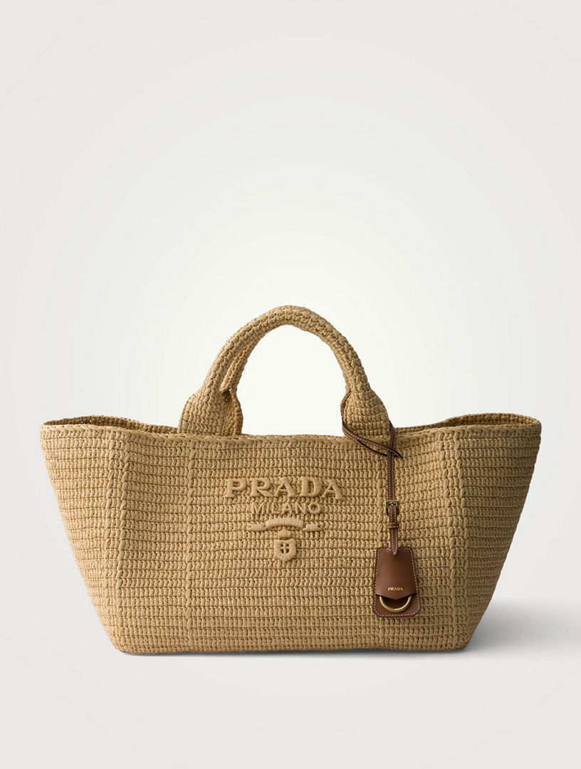 PRADA Large Crochet Tote Bag With Leather Details | Holt Renfrew